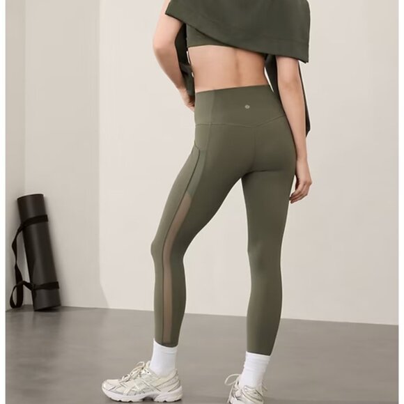 Athleta Pants - Athleta S Salutation Stash Mesh 7/8 Tight Moss Mesh Small